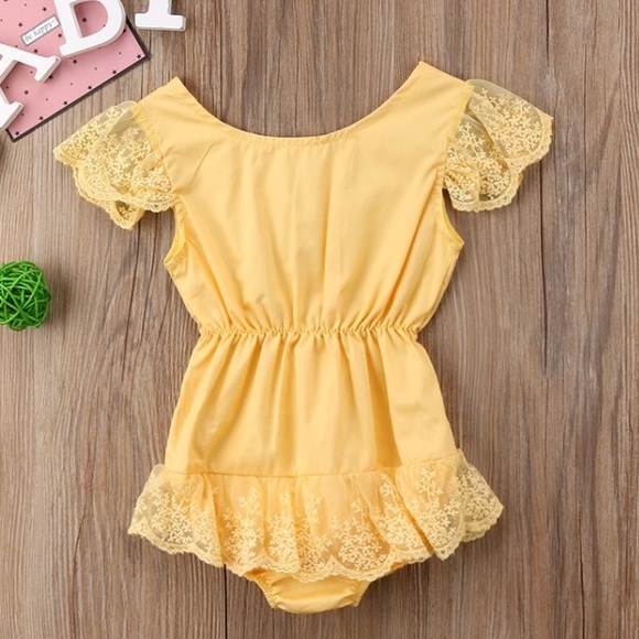 Yellow Baby Girl Lace Romper - Picture 6 of 6